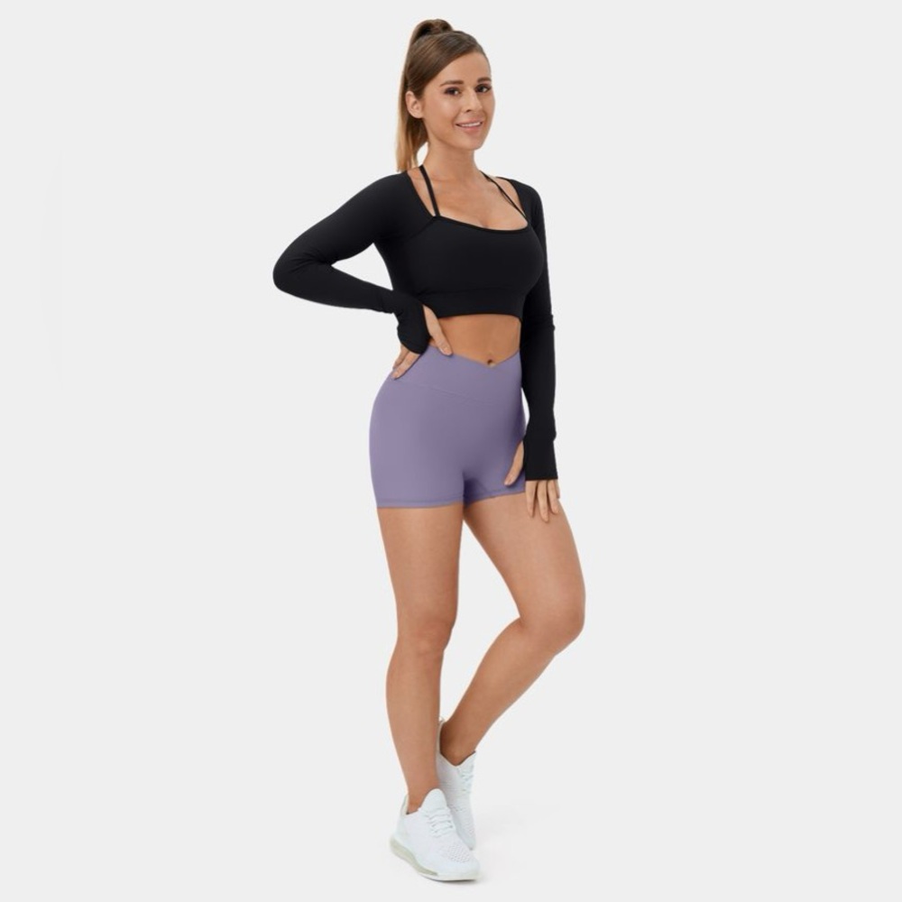 Halara Black Long Sleeve Crop Top Bra - Picture 7 of 11